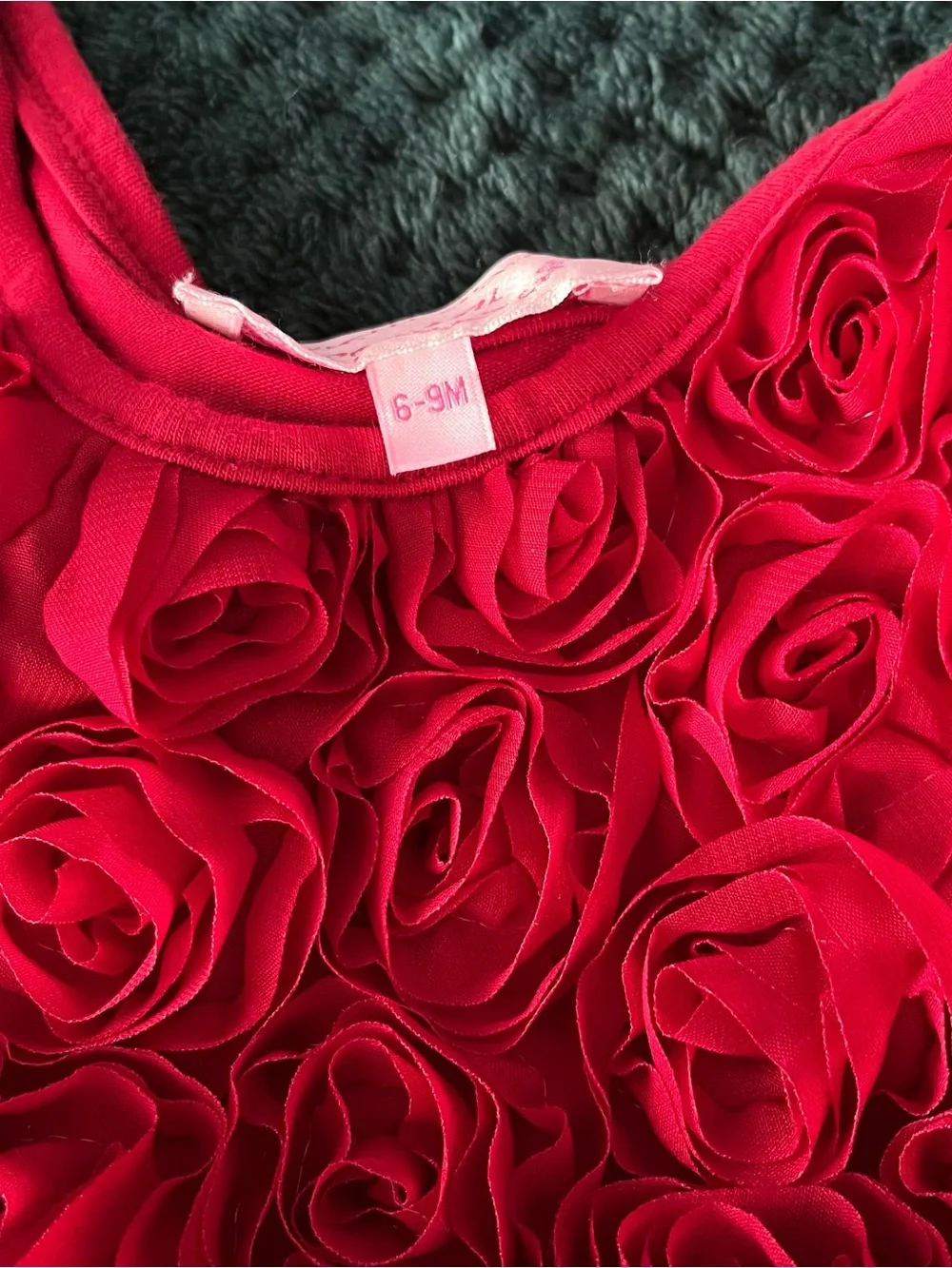 Popatu Bright Red Rose Applique Baby Bodysuit
